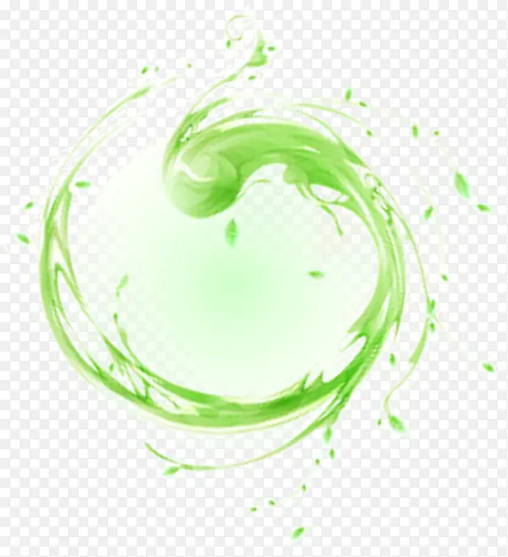 绿色手绘漩涡植物