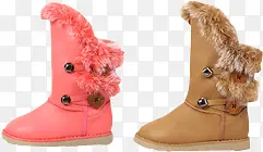 粉棕色冬季女鞋装饰