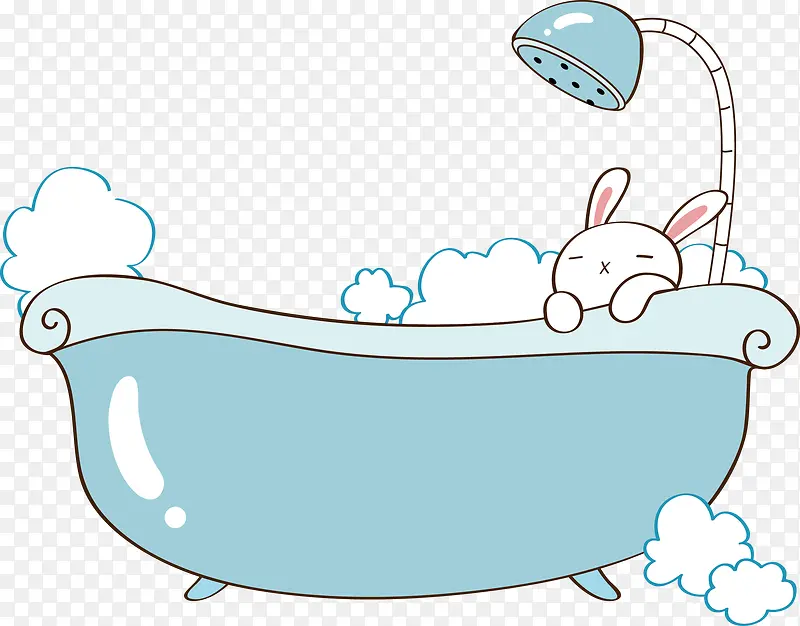卡通可爱浴缸矢量泡澡