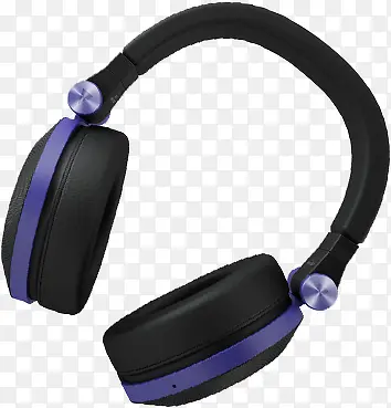 黑色带蓝色耳机实物