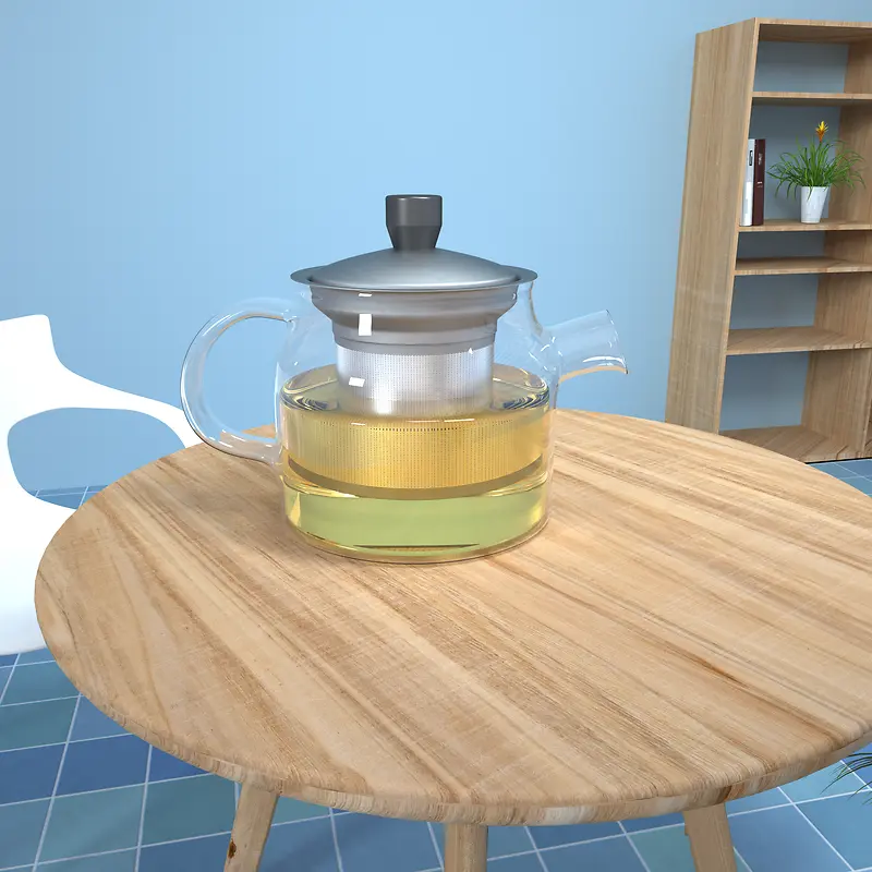 茶壶茶壶，茶杯，玻璃，透明，茶壶