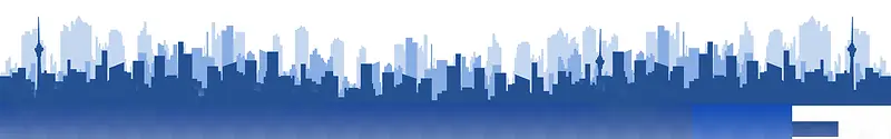 蓝色城市建筑剪影