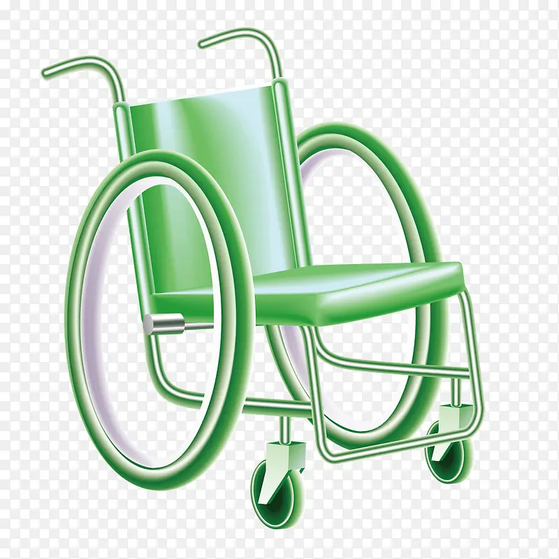 矢量卡通绿色轮椅