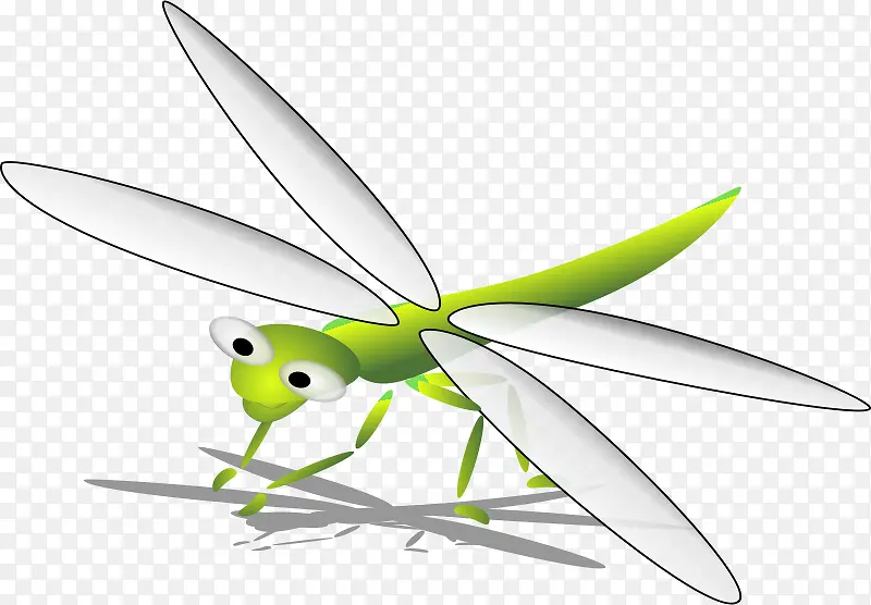绿色的趴地上的卡通蜻蜓