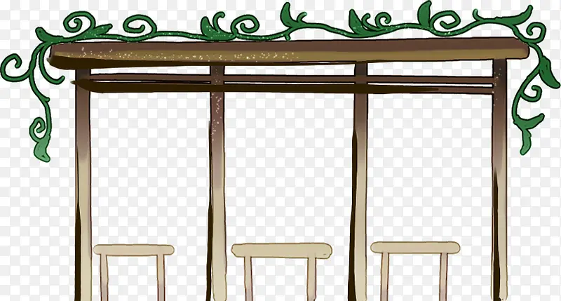 手绘古代凉亭装饰