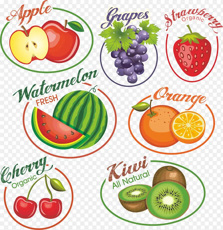 六种水果标签