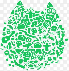 绿色猫头形卡通图
