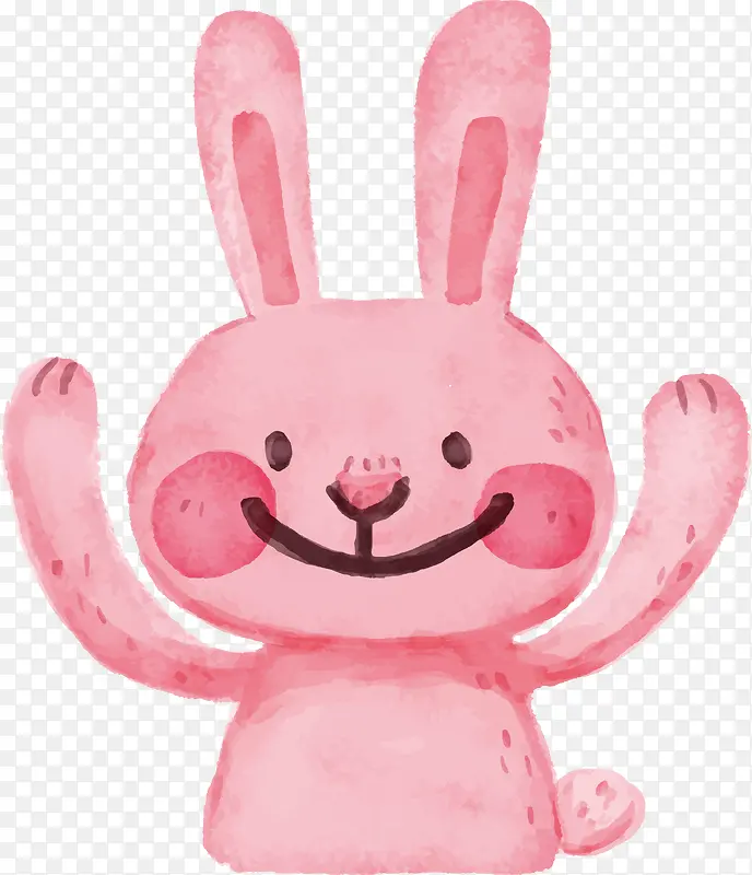 矢量手绘粉色小兔