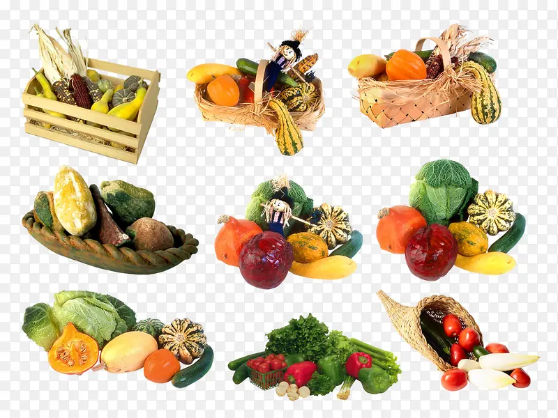 篮筐里的蔬菜各式