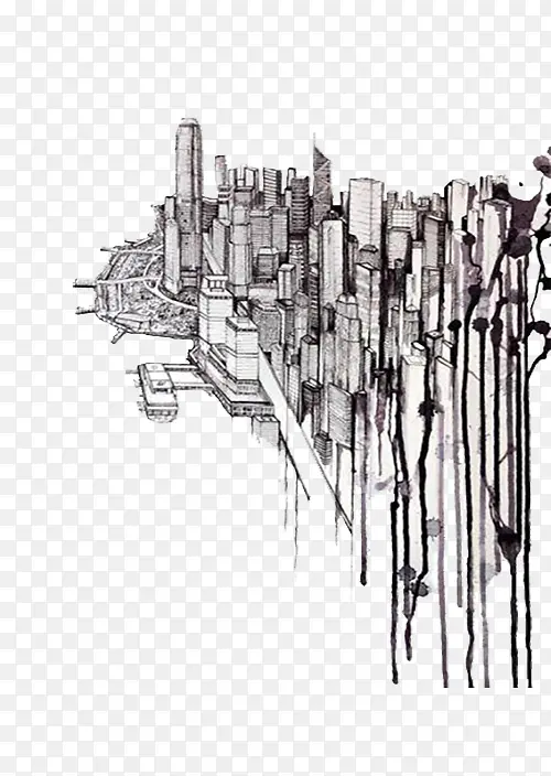 黑白建筑水墨PNG图片素材下载_图片编号yxowplpd-免抠素材网