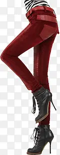 红色时尚电商女裤