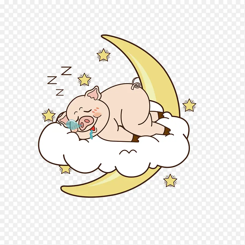 在月亮上睡觉的猪