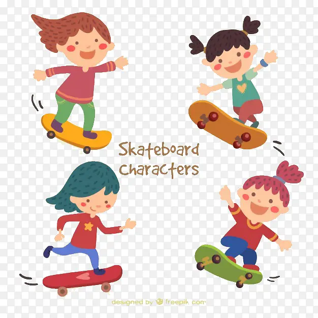 滑板女孩插画