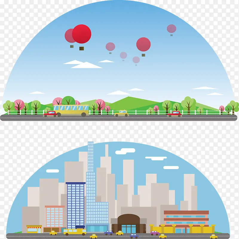 矢量手绘城市