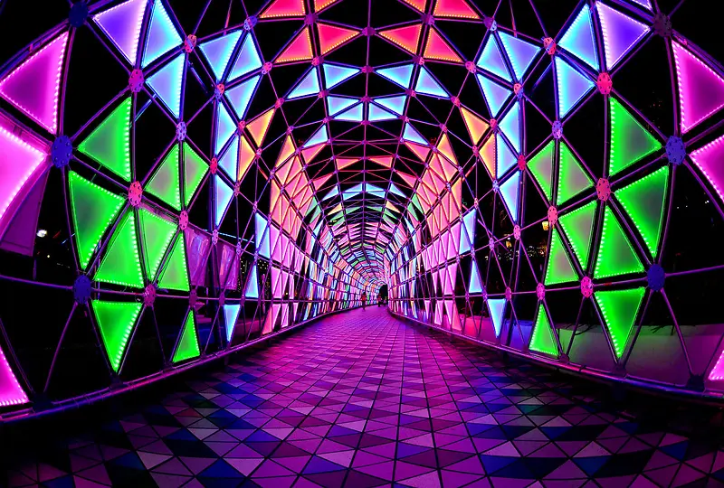 彩色炫光科技走廊