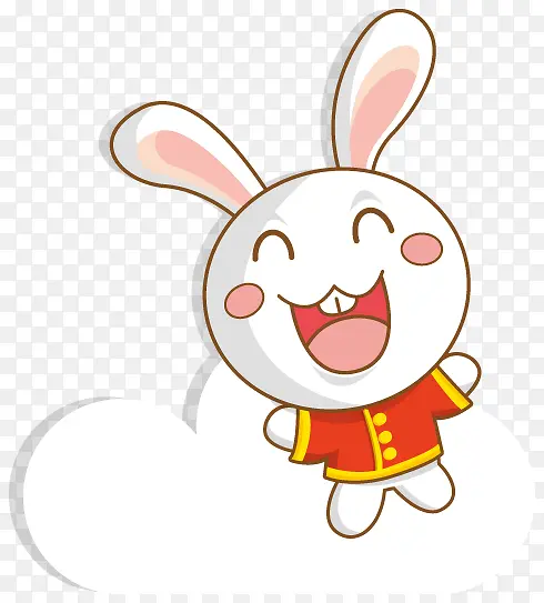 兔子云朵开心笑的兔子