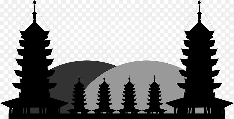 古塔剪影PNG图片素材下载_图片编号ynzeowka-免抠素材网