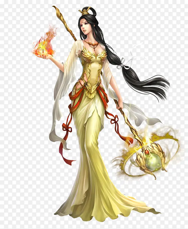 手绘挺拔身姿女法师