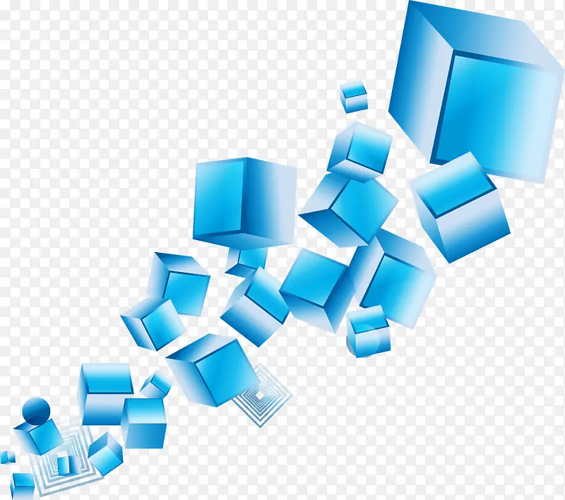 蓝色几何立体块