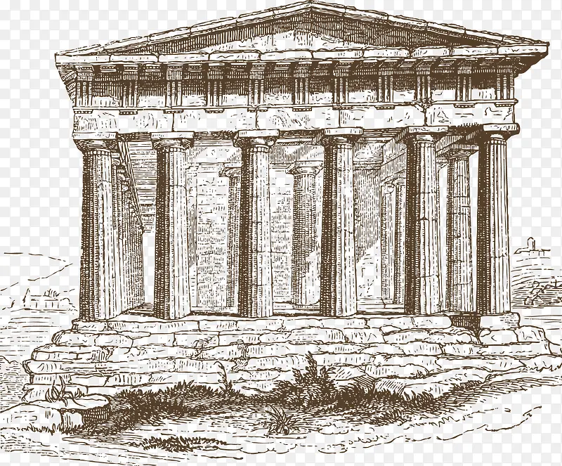 矢量古希腊古老建筑