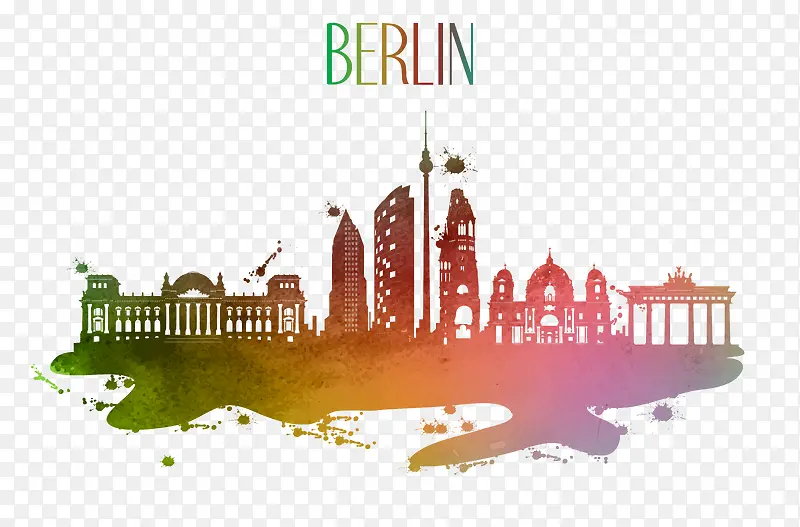 柏林水彩城市剪影