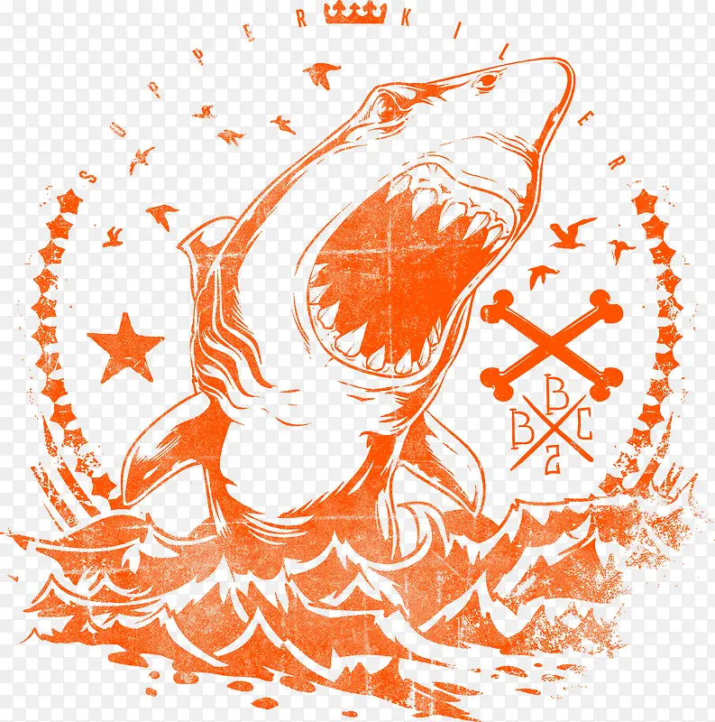 装饰橙色鲨鱼logo