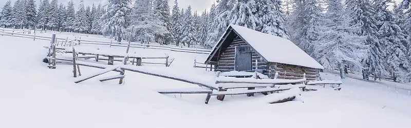 高清摄影小房子冬季雪景