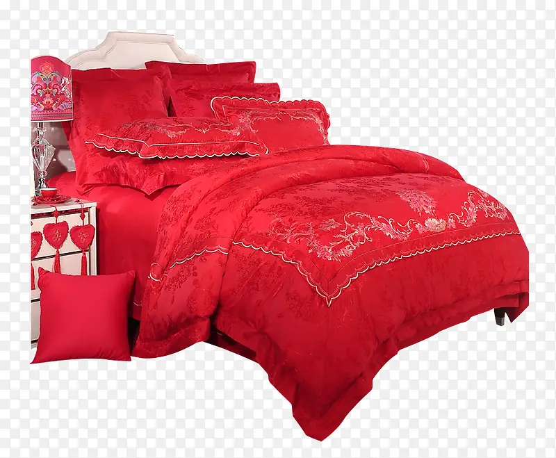 高清摄影红色的家纺床单