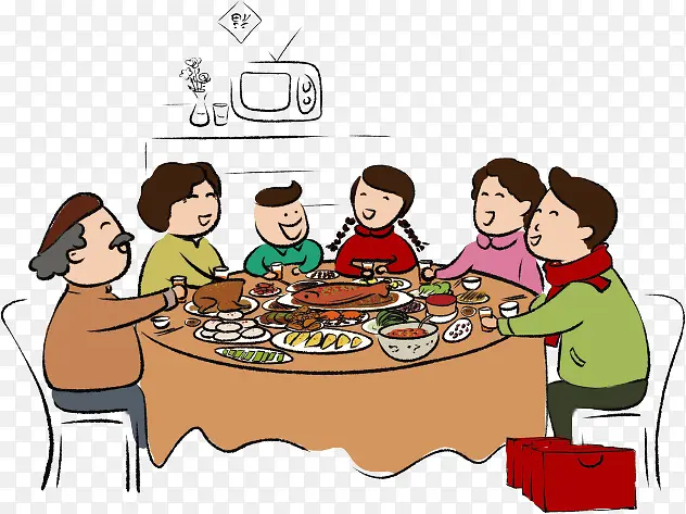 卡通年夜饭png素材