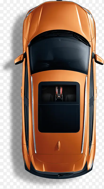 橘黄色俯视角度轿车