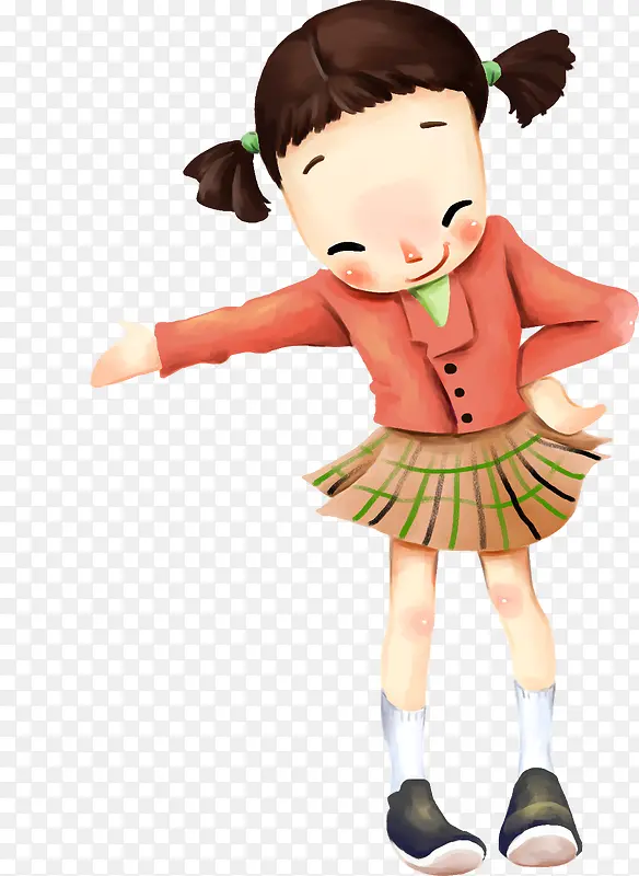 人物彩绘女孩礼貌