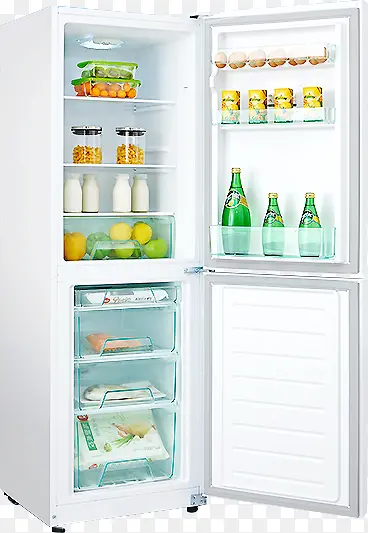 装满食物开门冰箱
