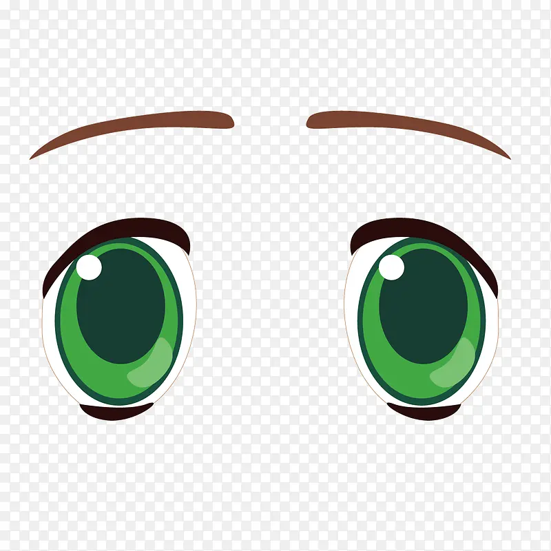 矢量卡通绿色眼睛祈求眼光