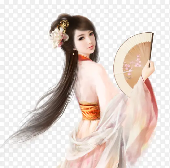 回眸女子png素材
