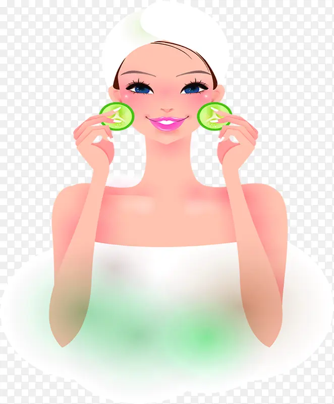 准备敷青瓜的女孩