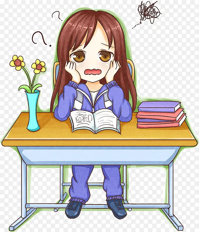 小女孩在思考问题PNG图片素材下载_图片编号qbbepgpx-免抠素材网