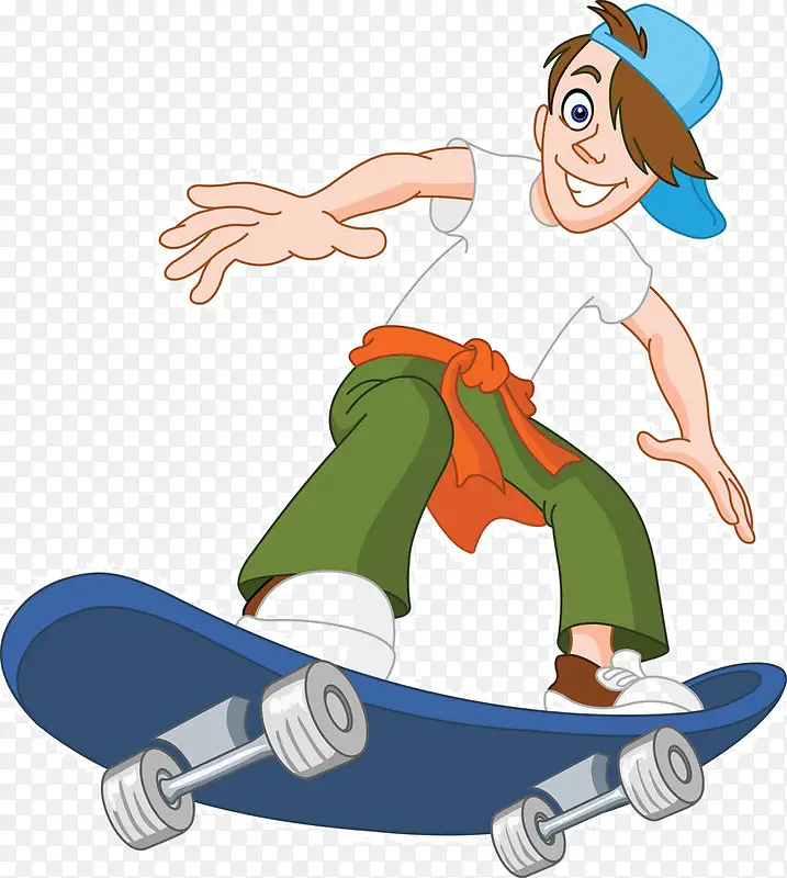 卡通男孩滑板