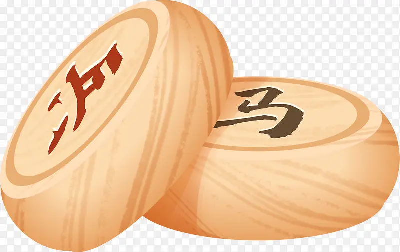 两颗棋子原木色