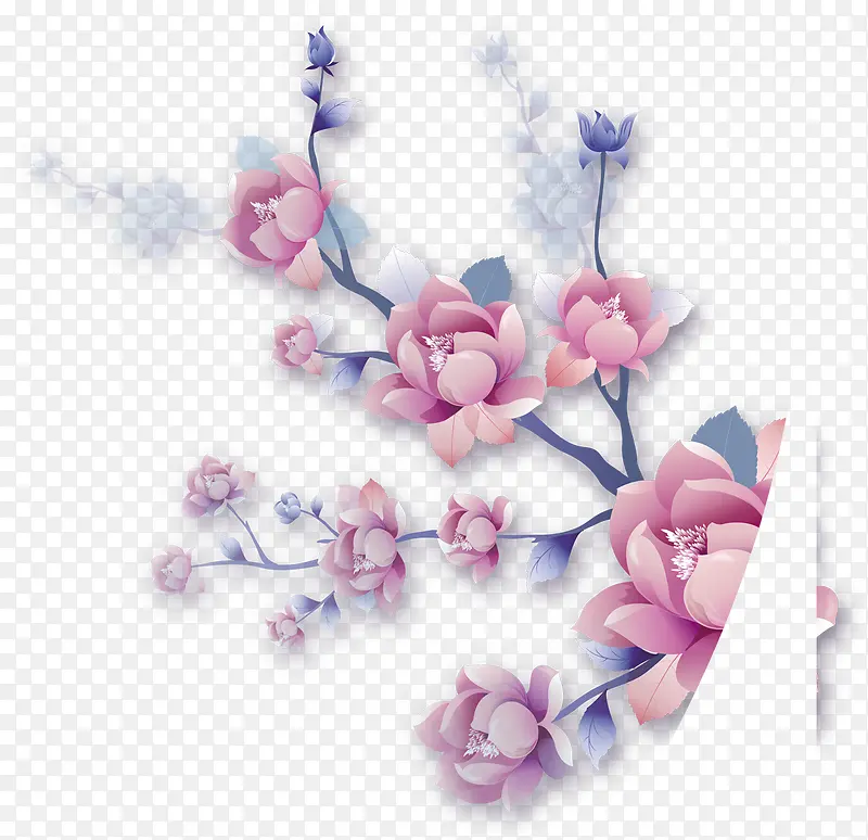 粉蓝花朵装饰