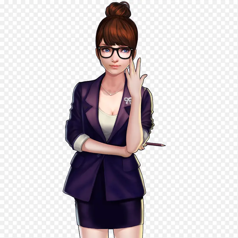 立绘彩绘女秘书PNG图片素材下载_图片编号ynzlmvkx-免抠素材网