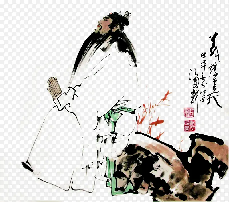 手绘中国人物插图