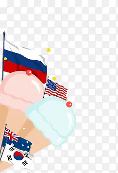 冰淇淋国旗创意手绘