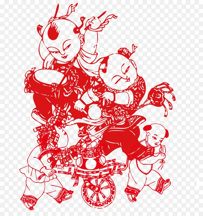 剪纸小孩
