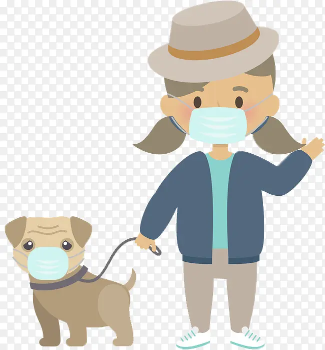文明遛犬遛狗戴口罩宠物狗狗