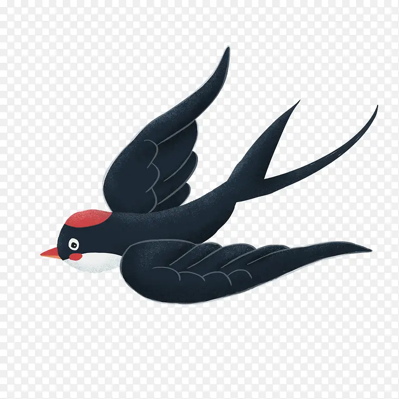 卡通手绘一只飞翔的燕子插画设计