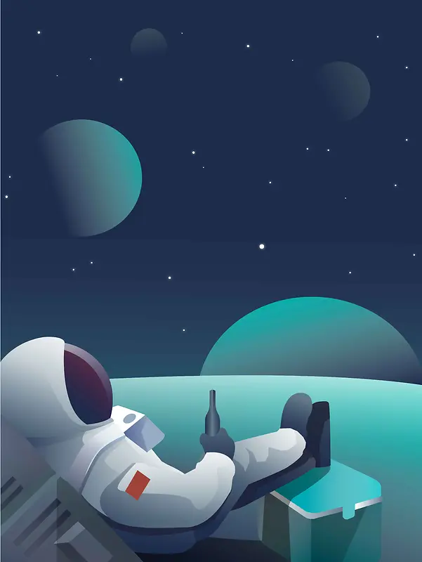 儿童宇宙人宇航员创意星空插画海报背景模板