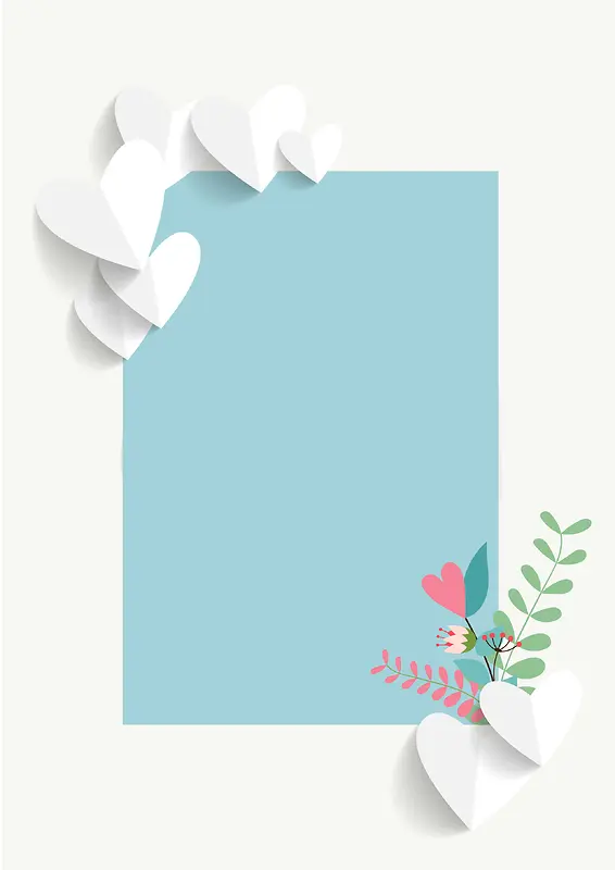 蓝色清新花卉情人节平面广告
