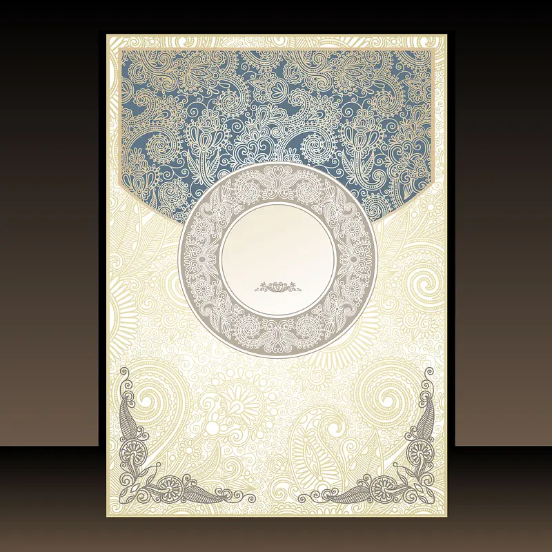 中国风立体书籍封面展示青花花纹背景素材