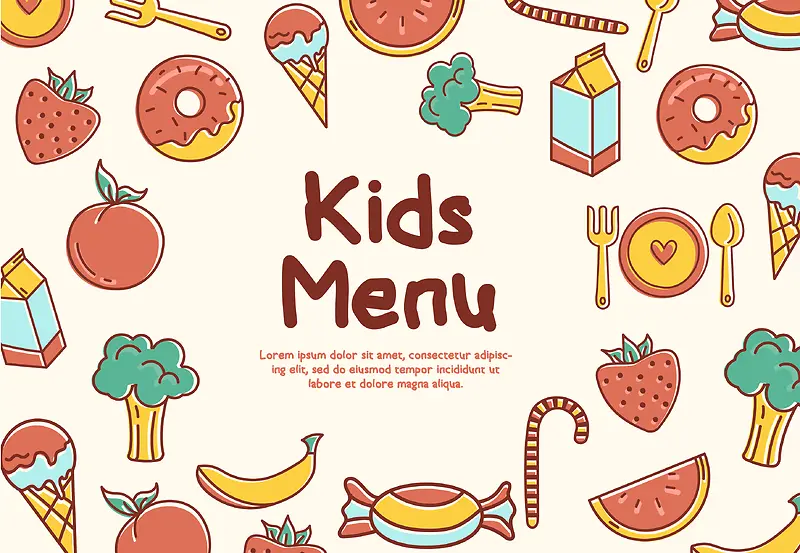 可爱儿童餐饮食品海报画册手绘背景素材