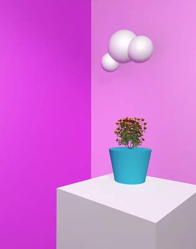 原创C4D三维立体粉色背景